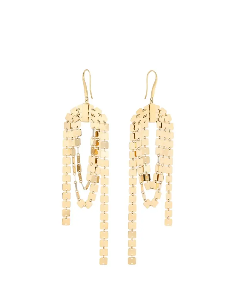 Lana 14K Yellow Gold Laser Square Linear Cascade Earrings