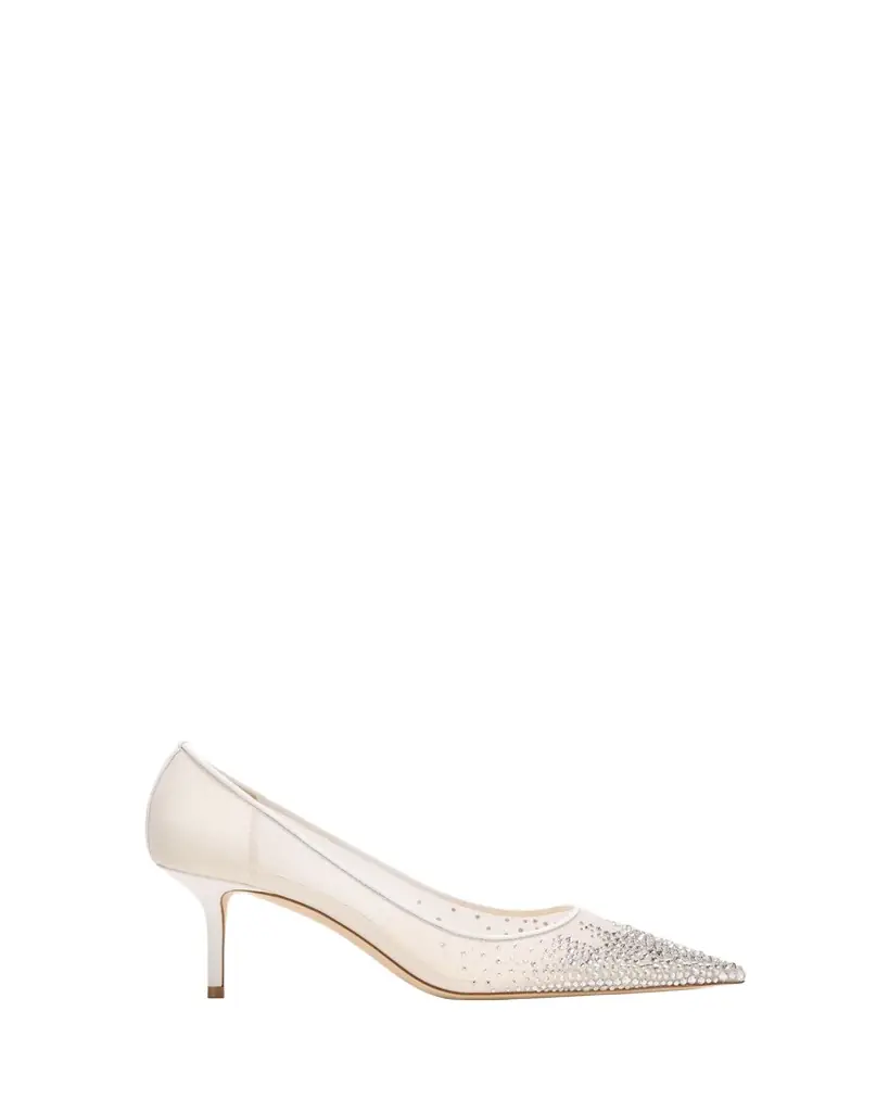 Jimmy Choo Love Embellished Mesh Kitten-Heel Pumps