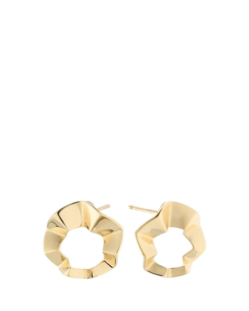 Lana 14K Yellow Gold Geometric Crinkle Stud Earrings