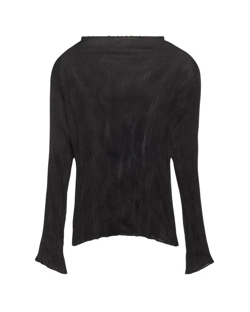 Issey Miyake Chiffon Twist Bk Wt 46 High-Neck Top