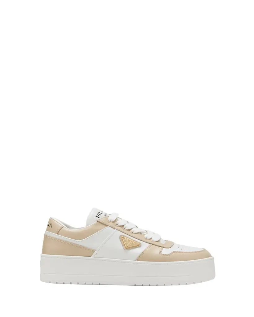 Prada Downtown Bicolor Leather Low-Top Sneakers