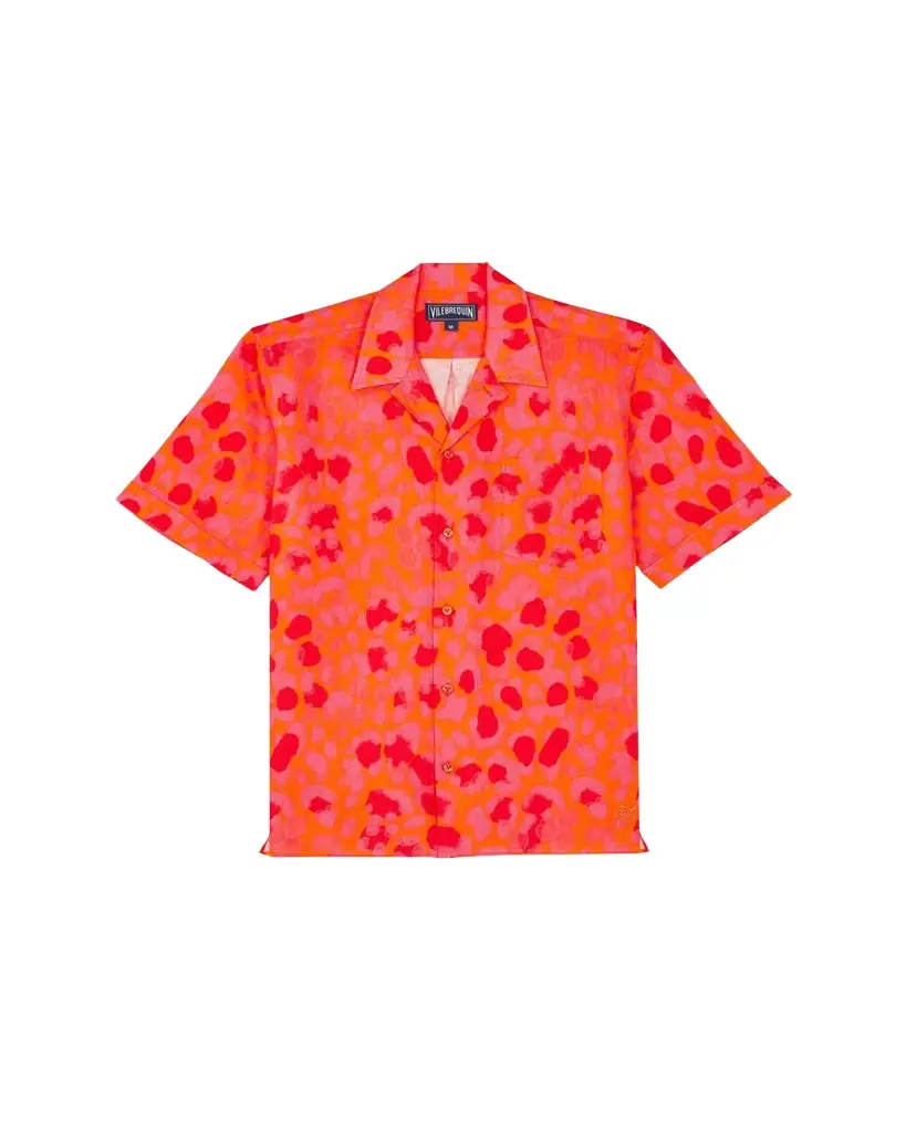 Vilebrequin Men's New Leopard Linen Camp Shirt