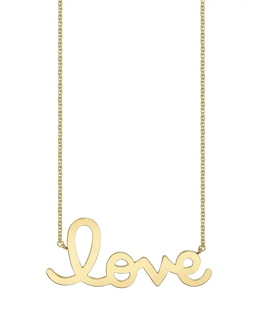 Sydney Evan Pure Gold Big Love Script Necklace
