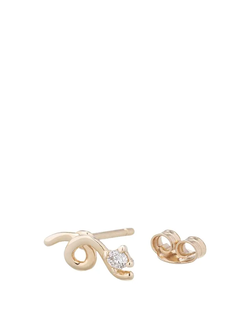 Bea Bongiasca Mini Loop Earring in 9K Yellow Gold with Diamonds, Single