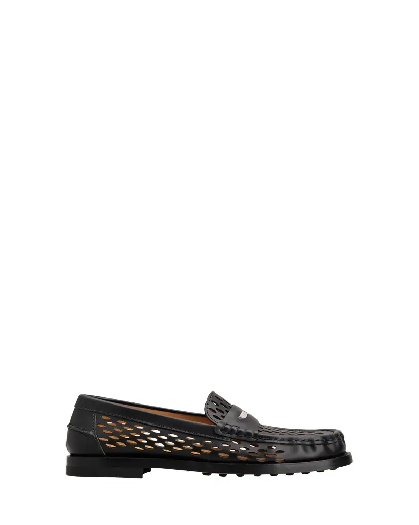 Tod's Perforated Leather Driver Penny Loafers