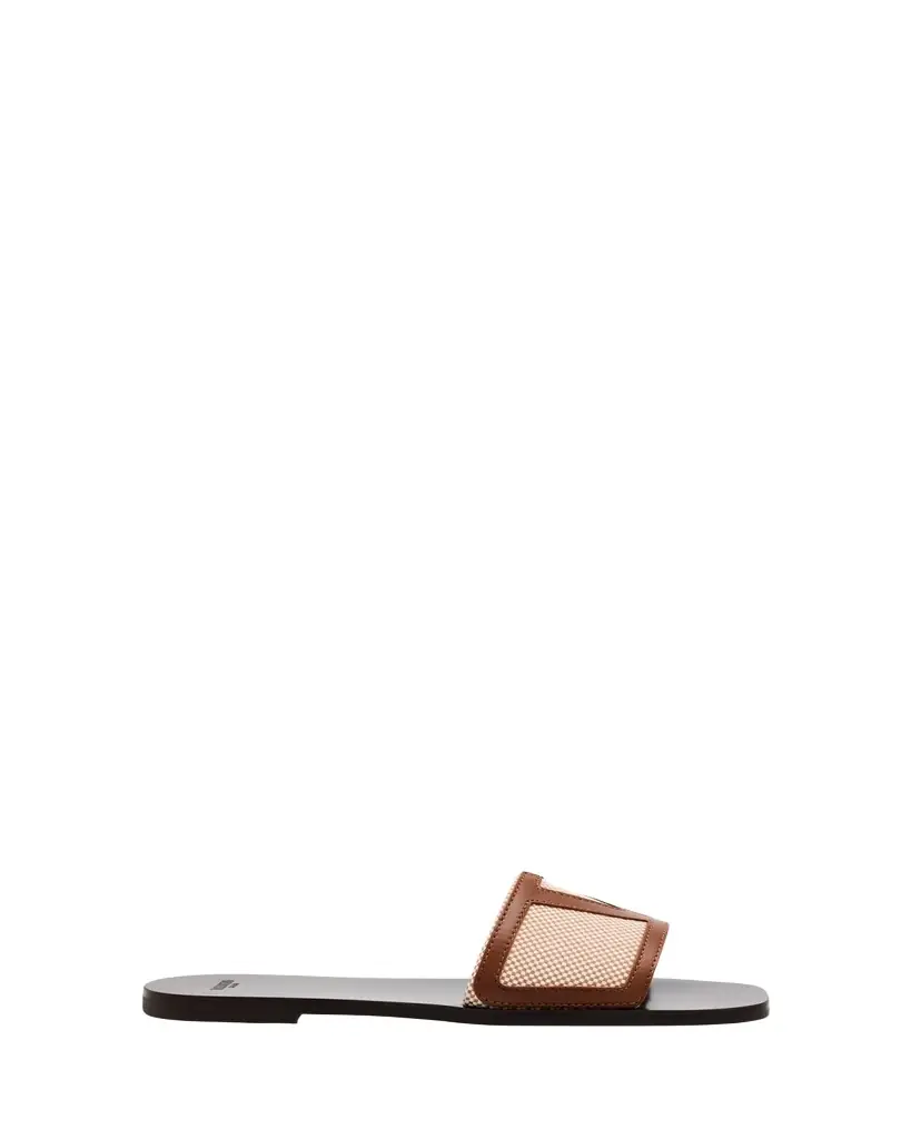 Valentino Garavani Viva VLogo Canvas Flat Slide Sandals
