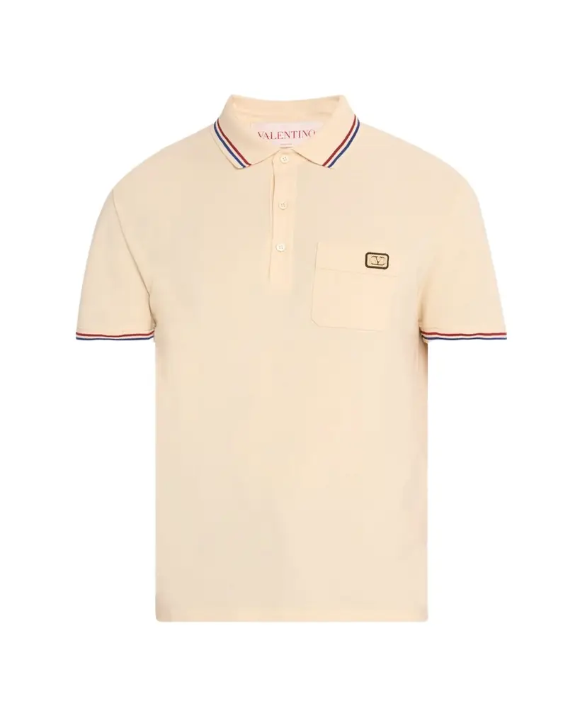 Valentino Garavani Men's Contrast-Tip Pique Polo Shirt