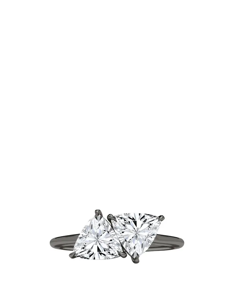 HauteCarat 18K Trillion Lab Grown Diamond Twin Ring
