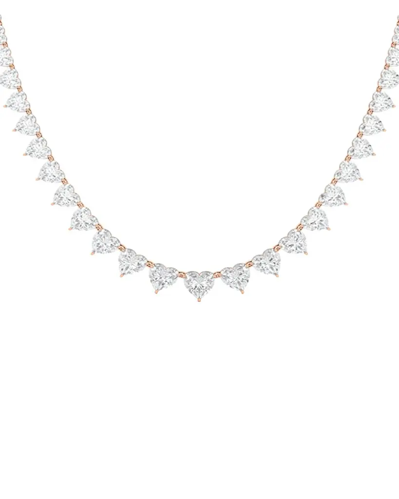 HauteCarat 18K Graduated Heart Shape Lab Grown Diamond Necklace
