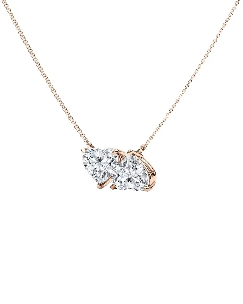 HauteCarat 18K Heart Shape Lab Grown Diamond Twin Necklace
