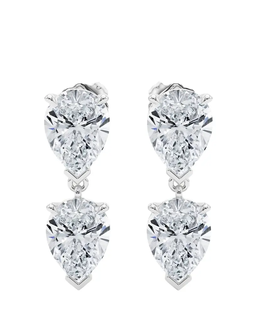 HauteCarat 18K Pear Lab Grown Diamond Twin Earrings