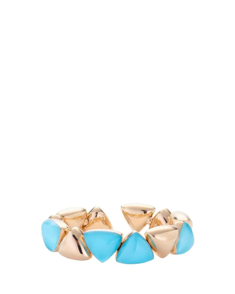 Vhernier Freccia 18K Rose Gold Bracelet with Turquoise and Rock Crystal