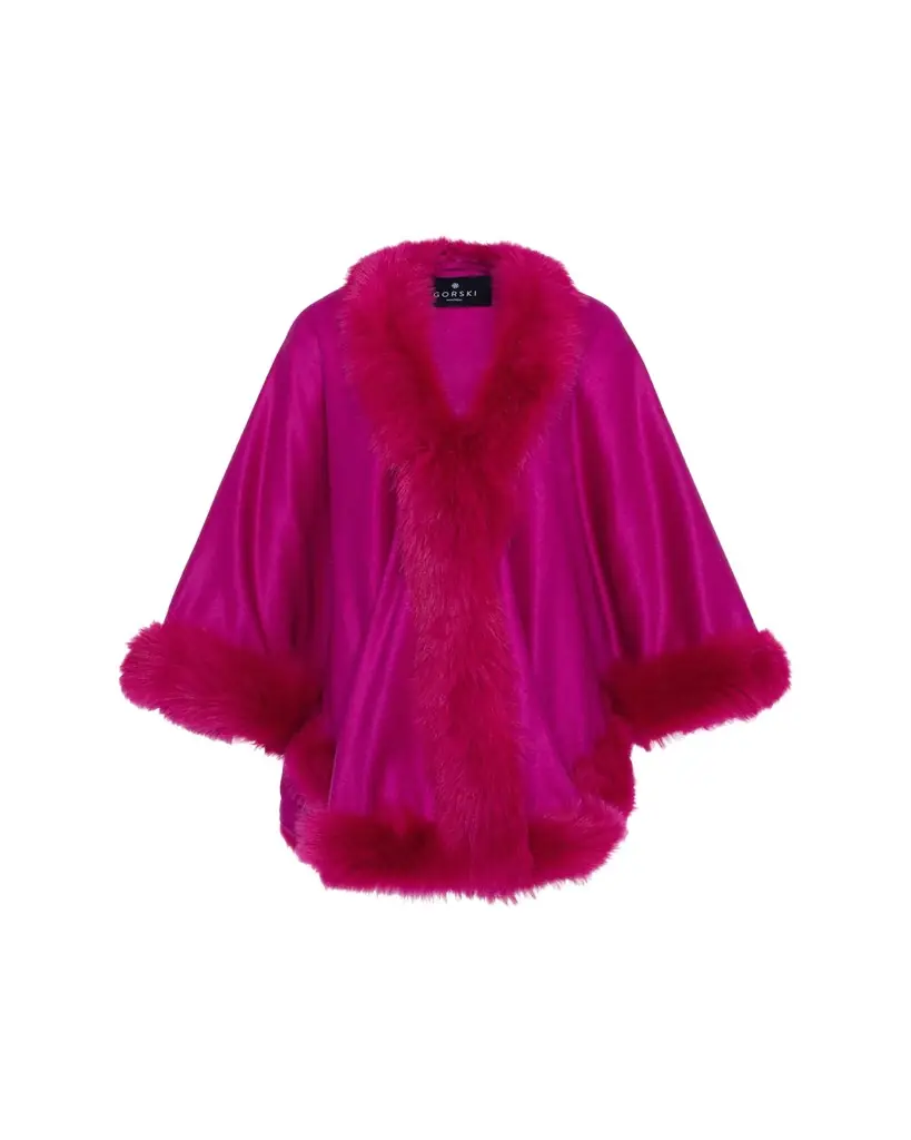 Gorski Cashmere Cape with Toscana Shearling Lamb Trim