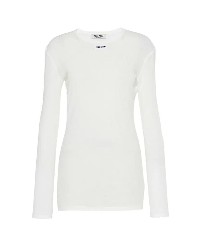 Miu Miu Long-Sleeve Fitted Mini Dress