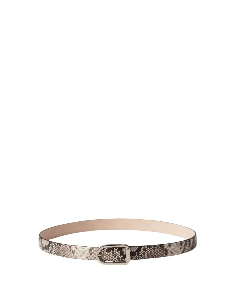 Dehanche Mija Snake-Embossed Leather Skinny Belt