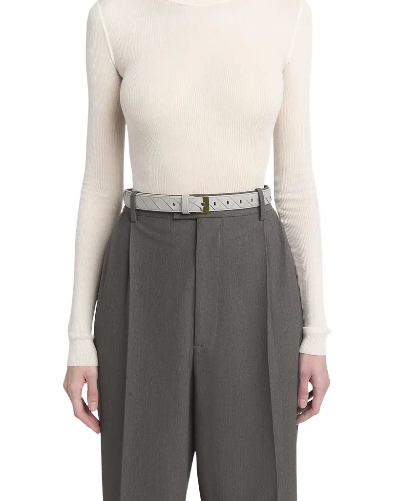 Bottega Veneta Woven Leather & Brass Belt