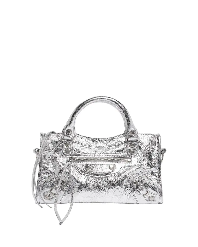 Balenciaga Le City Mini Metallic Leather Top-Handle Bag