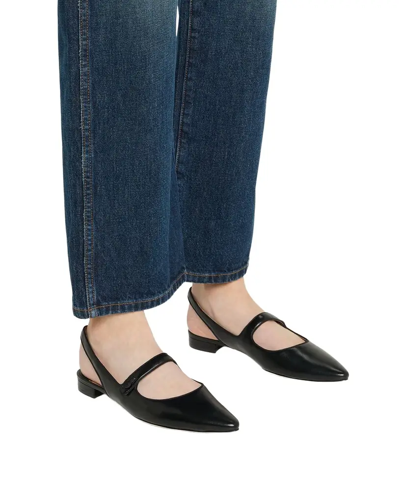 Manolo Blahnik Campari Leather Mary Jane Slingback Flats