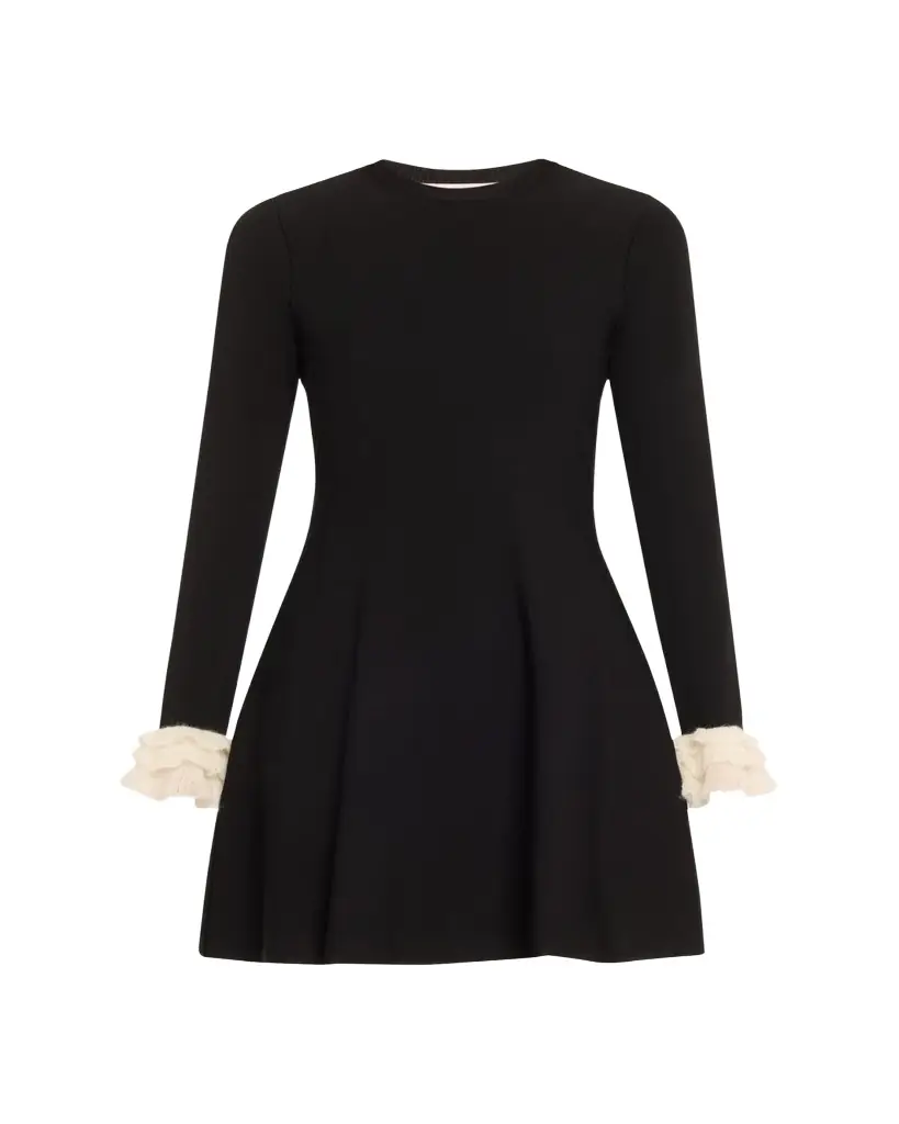 Valentino Garavani Long-Sleeve Ruffle-Cuff Mini Dress