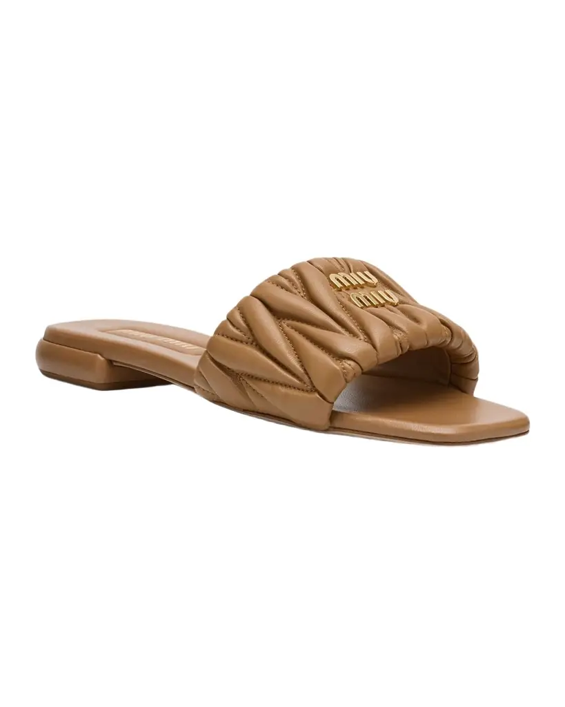 Miu Miu Quilted Leather Flat Slide Style