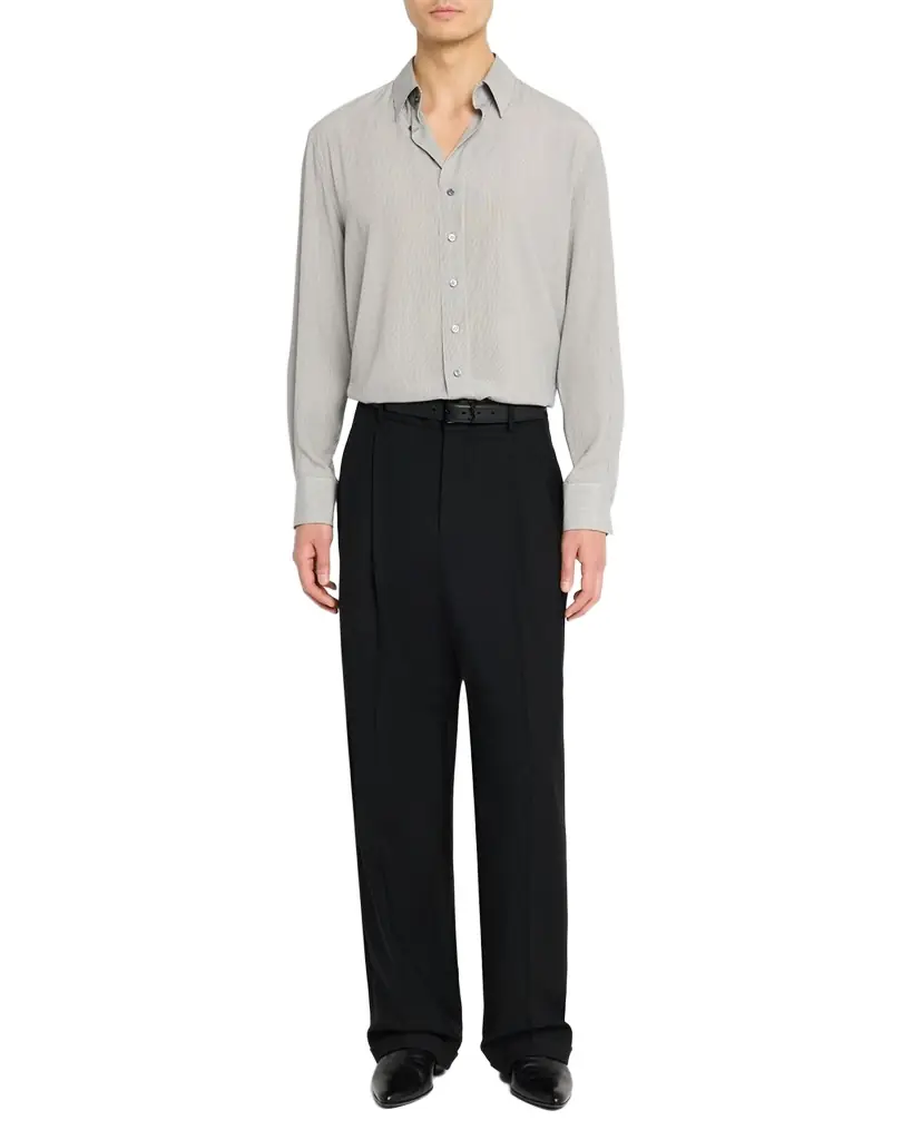 Saint Laurent Men's Micro-Striped Silk Sport Shirt