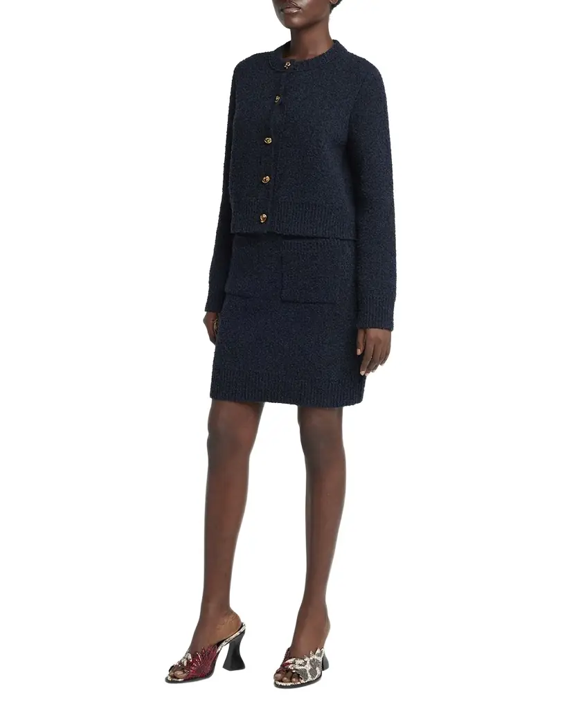 Bottega Veneta Knot-Button Boucle Knit Cardigan