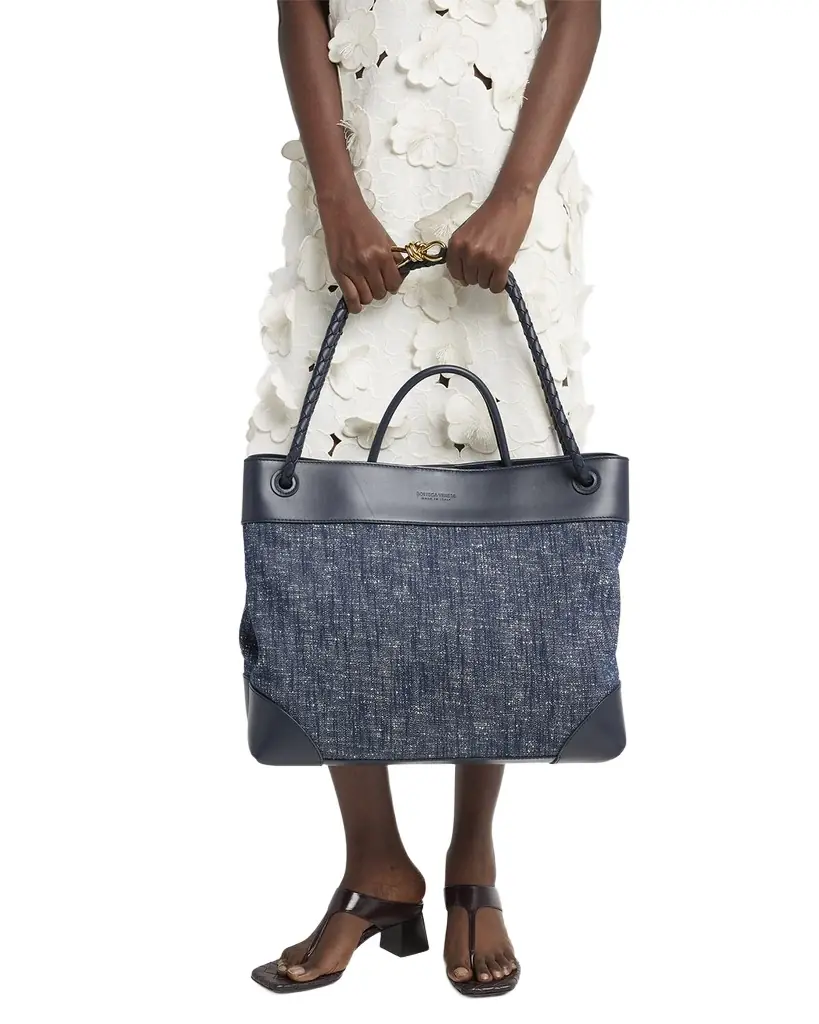 Bottega Veneta Large Andiamo Denim Boucle Crossbody Bag
