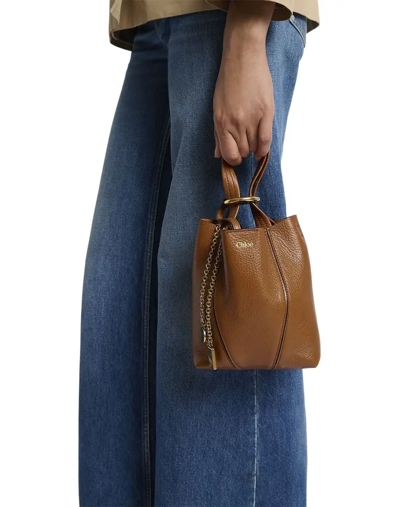 Chloe Spin Mini Tote Bag in Grained Calfskin