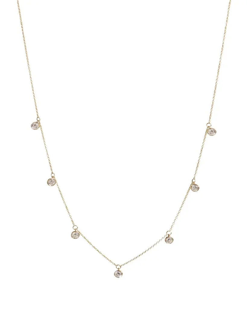 Kendall Row 14K Yellow Gold Bezel Round Diamond Station Necklace, 16-18"L