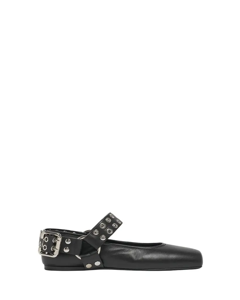 ALAIA Leather Grommet Harness Ballerina Flats