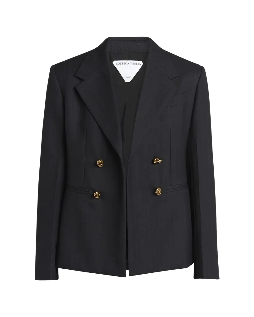 Bottega Veneta Subtle Stripe Knot Button Wool Jacket
