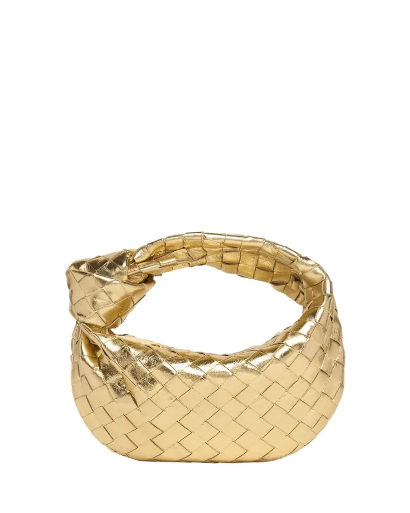 Bottega Veneta Mini Jodie Metallic Leather Top-Handle Bag
