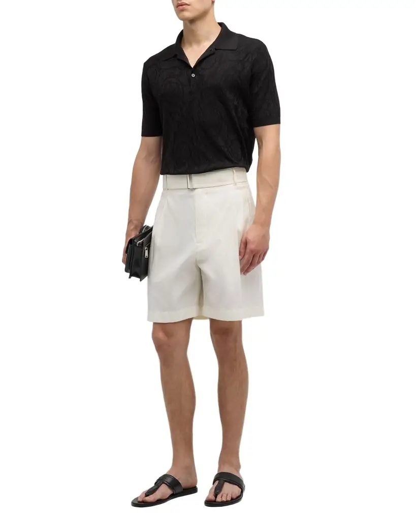 Versace Men's Tonal Barocco Knit Polo Shirt