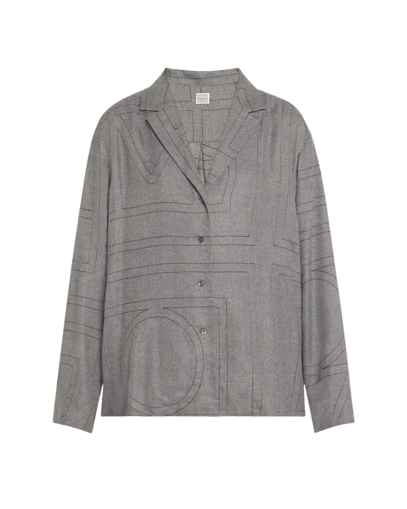 Toteme Monogram Flannel Pajama Top