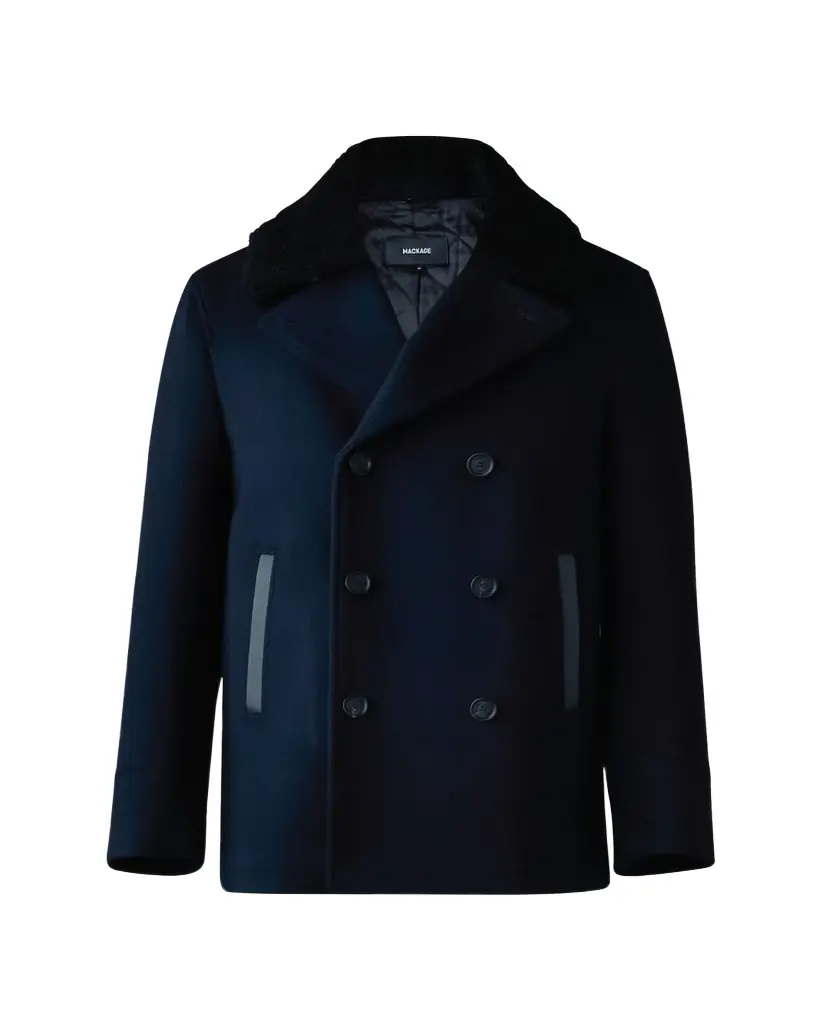 Mackage Men's Cole Wool Peacoat with Shearling Collar