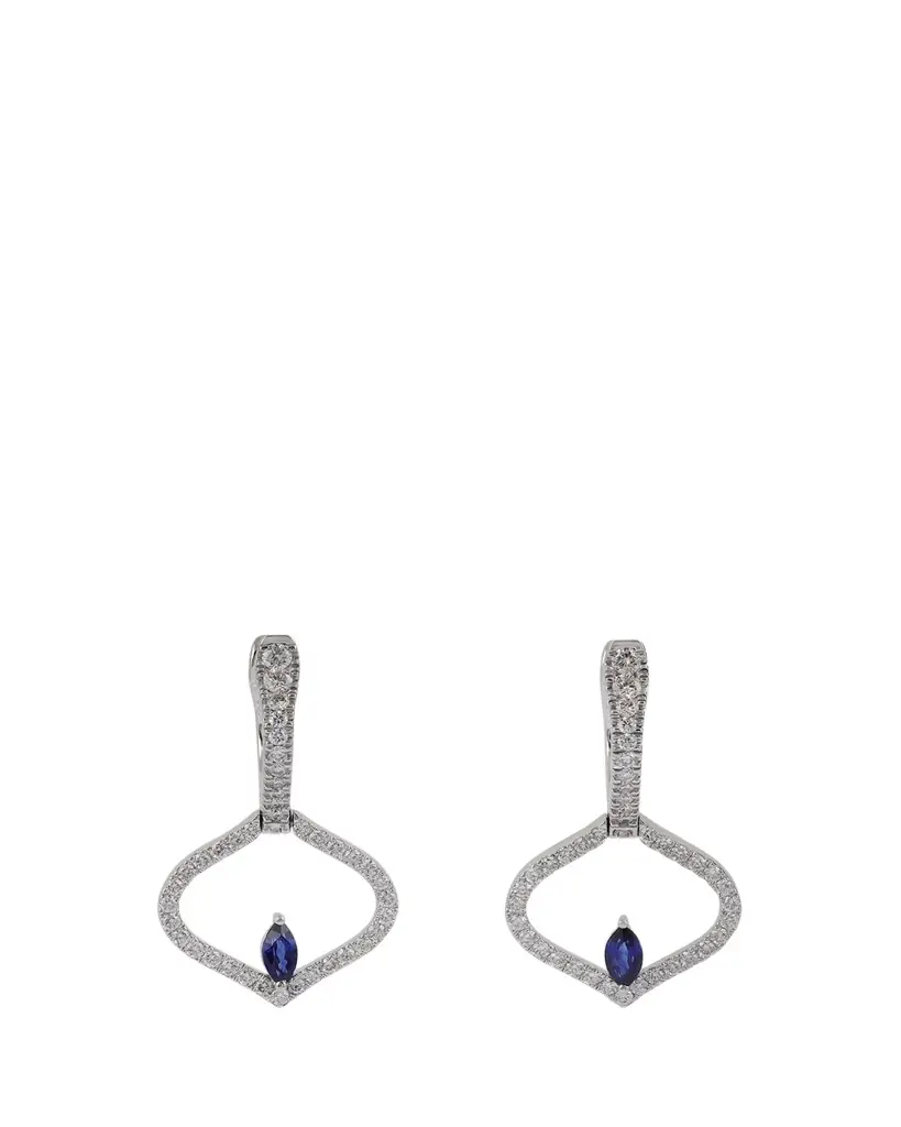 Gyan Jaipur Sarai Diamond and Blue Sapphire Single Motif Earrings