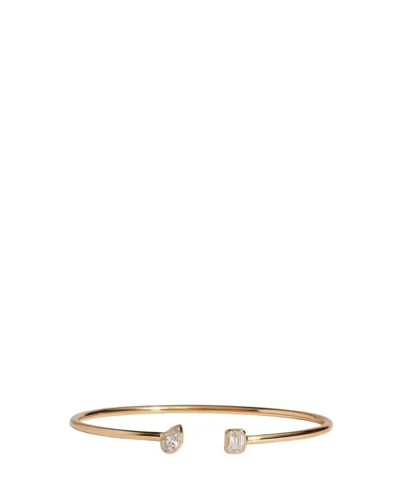 Kendall Row Flexible 14K Yellow Gold Two-Stone Lab Diamond Cuff Bracelet
