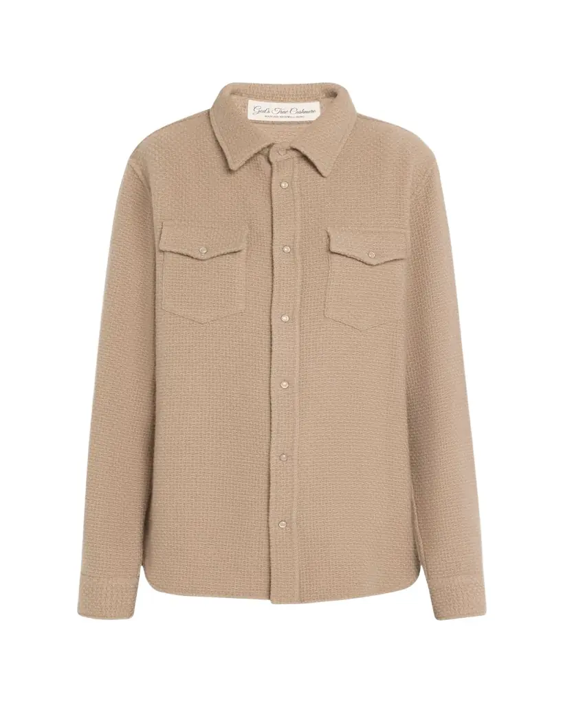 God's True Cashmere Smoke Waffle Cashmere Shirt Jacket