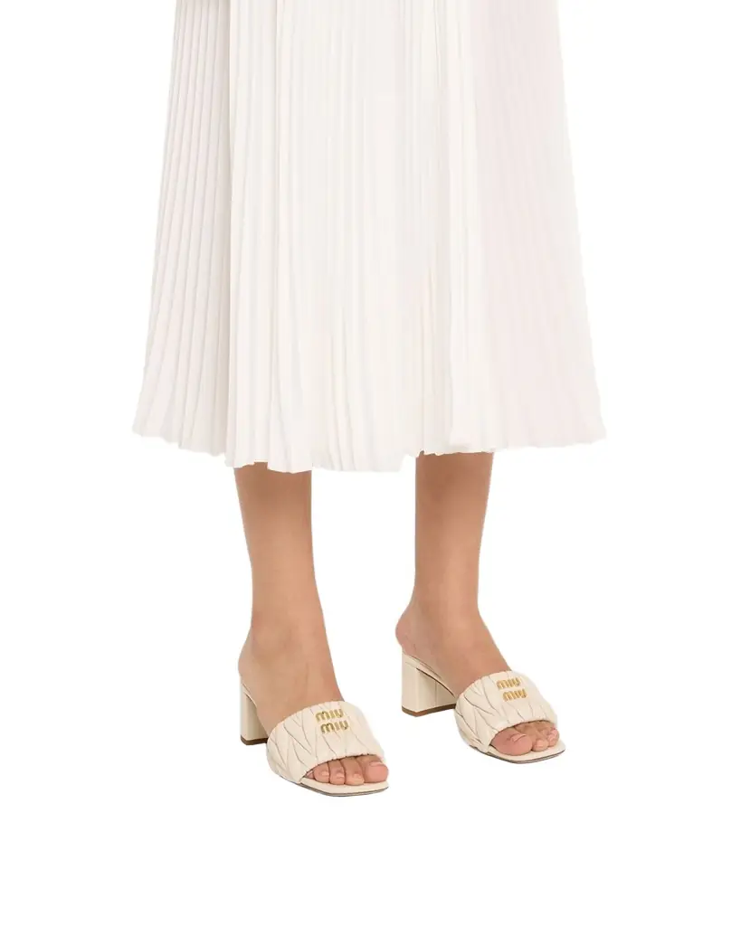 Miu Miu Quilted Leather Mule Sandals