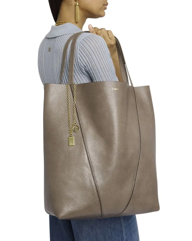 Chloe Spin North-South Tote Bag in Leather