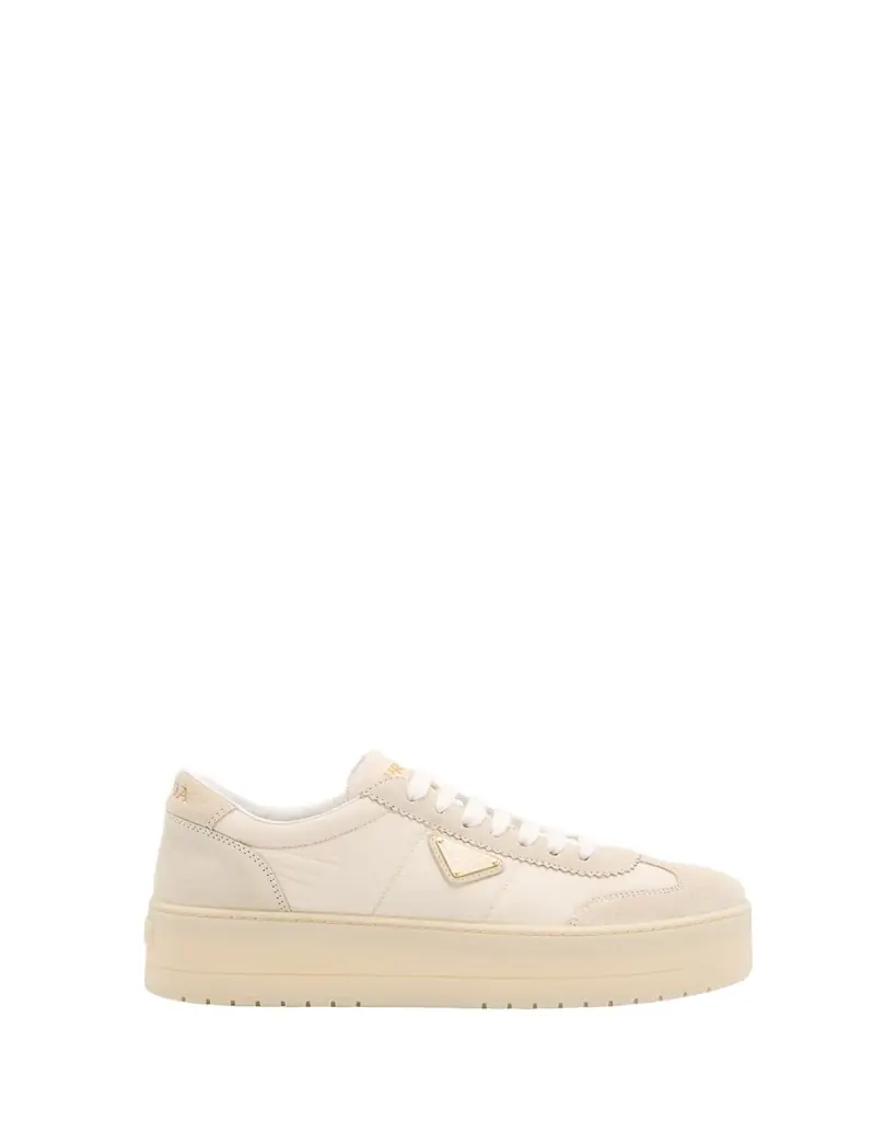 Prada Downtown Nylon Suede Low-Top Sneakers