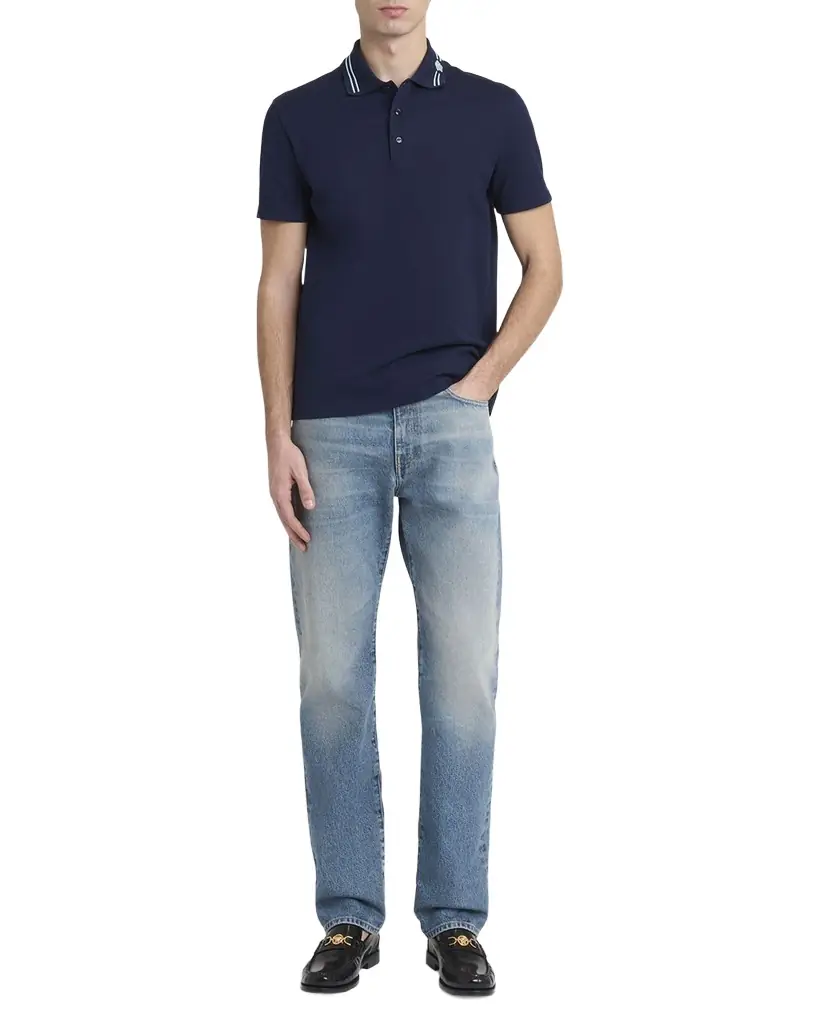 Versace Men's Medusa-Collar Pique Polo Shirt