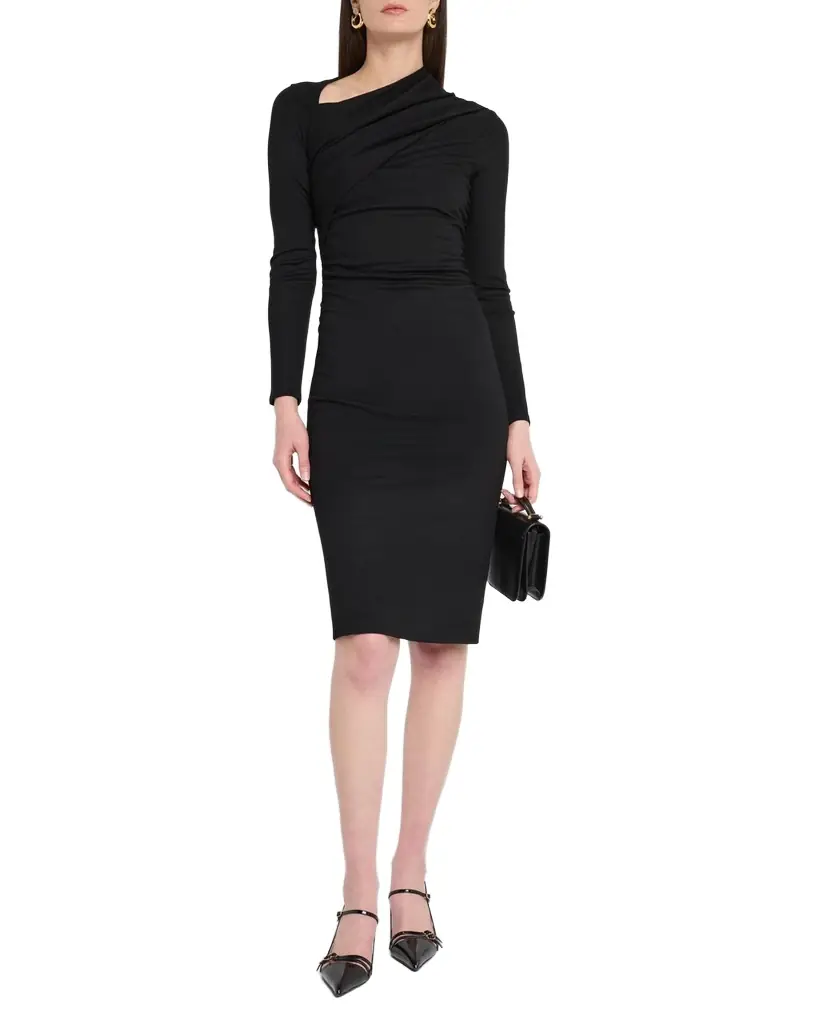 Giorgio Armani Asymmetric Long-Sleeve Jersey Dress
