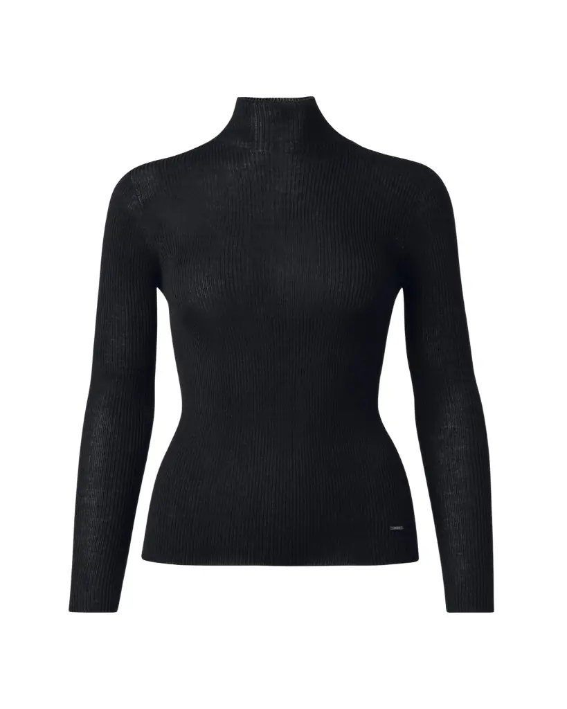 Akris Cashmere-Silk Fine Ribbed Knit Pullover