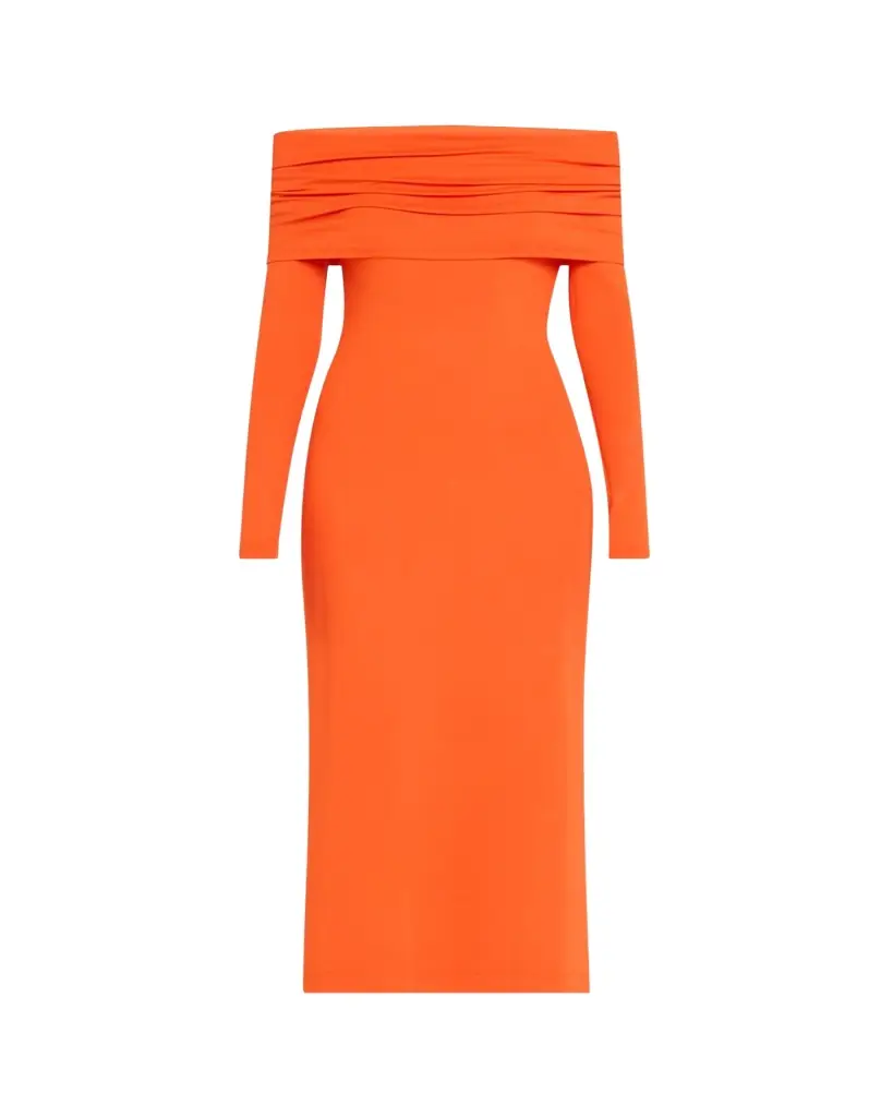 Ralph Lauren Collection Off-Shoulder Long Sleeve Dress