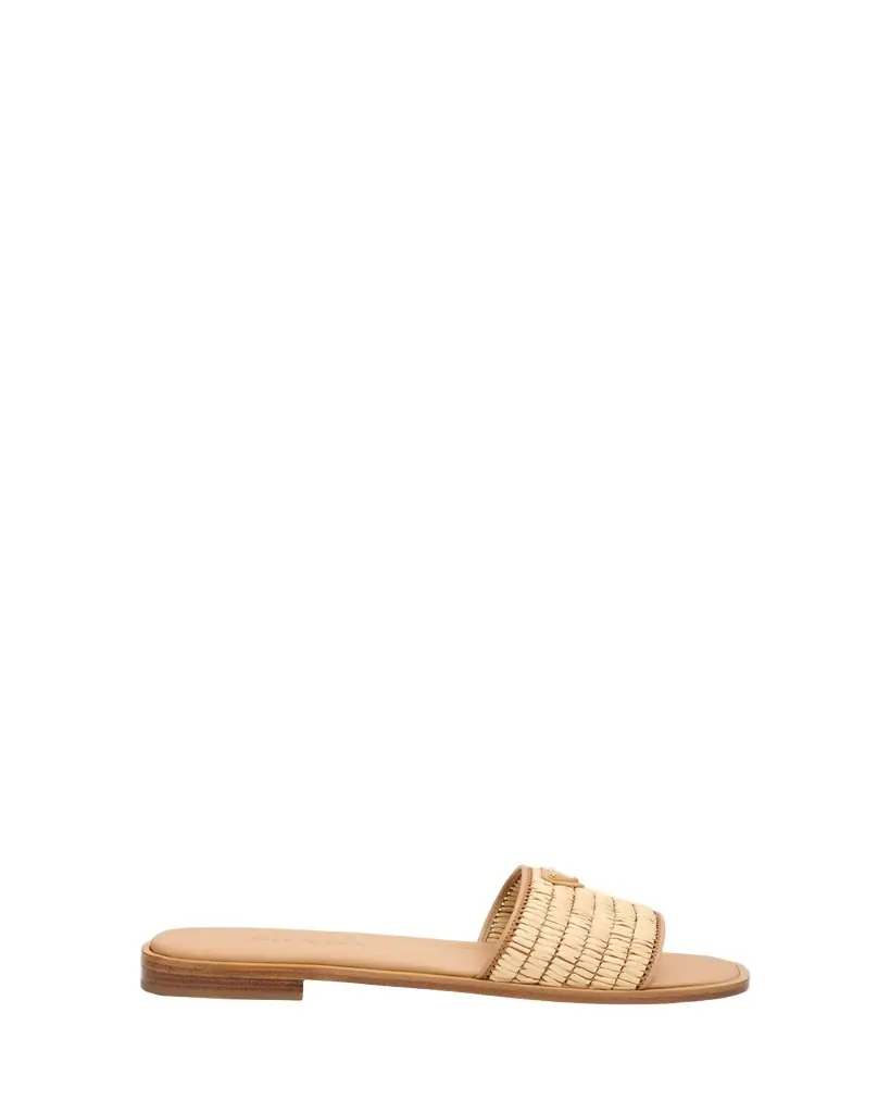 Prada Stuoia Raffia Easy Slide Sandals
