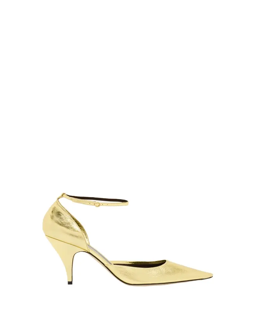 THE ROW Liisa Metallic D'Orsay Ankle-Strap Pumps