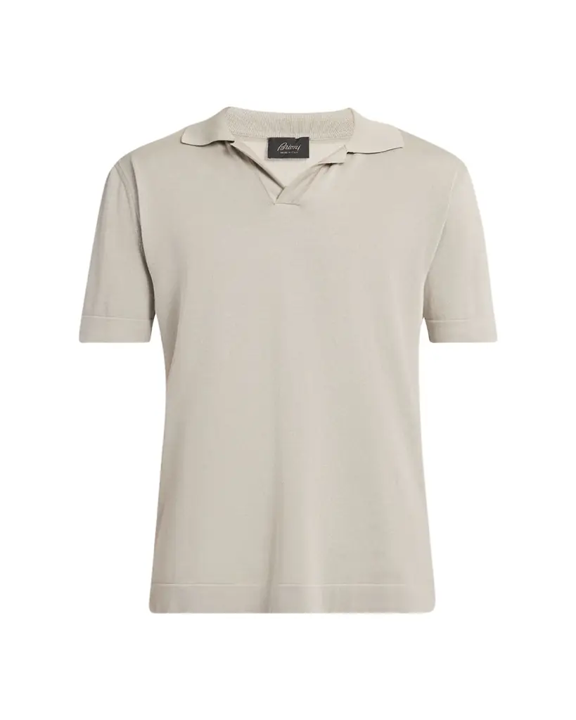 Brioni Men's Cotton-Silk Johnny Collar Polo Sweater