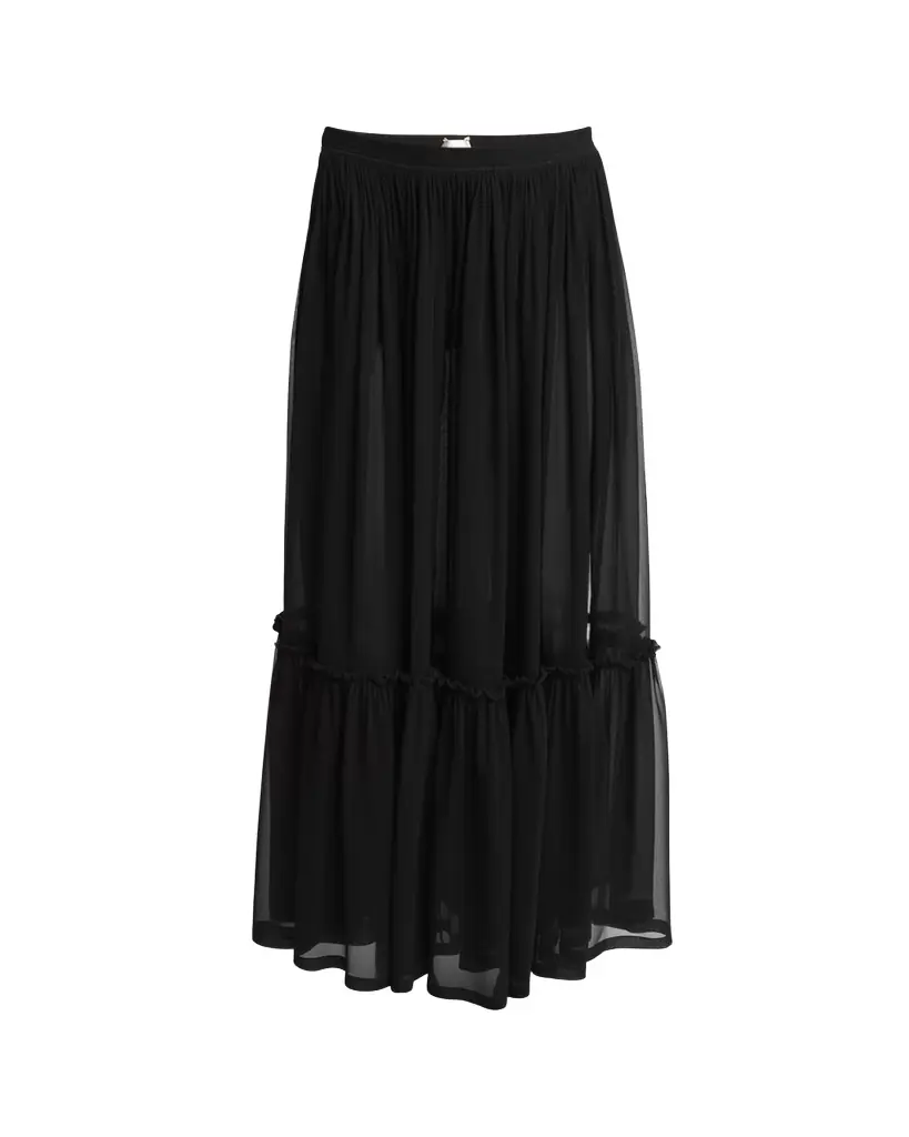 Saint Laurent Tiered Sheer Maxi Skirt