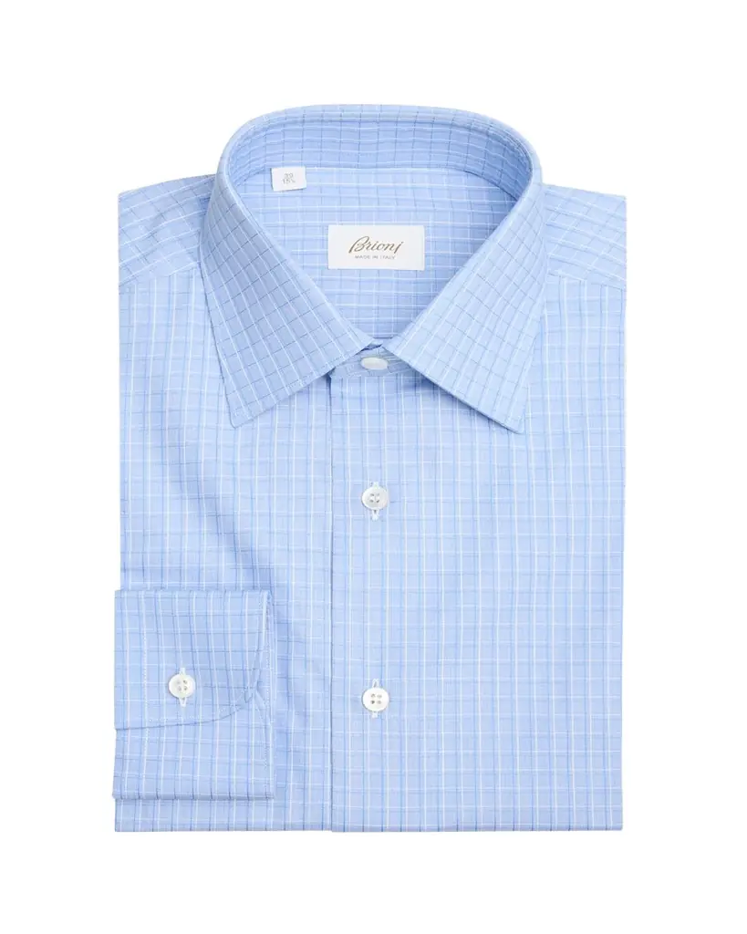 Brioni Men's Cotton Check Dress Shirt